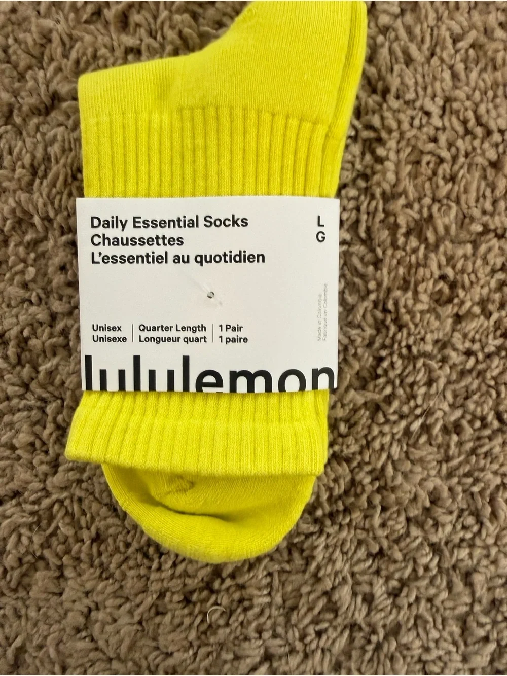lululemon athletica womens Daily Essential Quarter Socks in Yellow